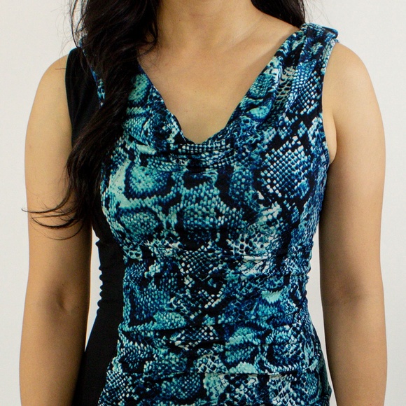 BCBG Maxazria Green and Black Snake Print Dress - Picture 1 of 2